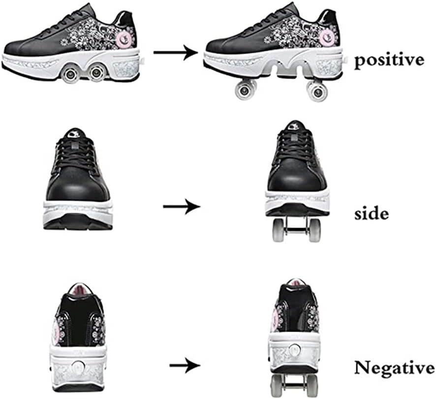 LDRFSE Schuhe mit Rollen, Rollschuhe Skateboard Schuhe Kinderschuhe Mit Rollen Skate Shoes Rollen Sc
