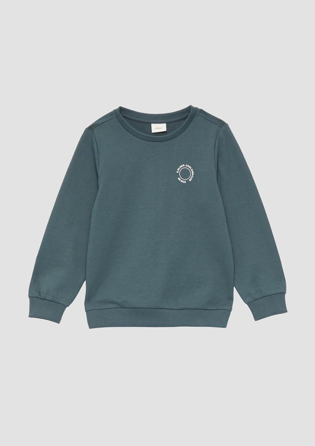 s.Oliver Unisex Sweatshirt mit Rippbündchen und kleinem Print-Detail, Schiefergrau