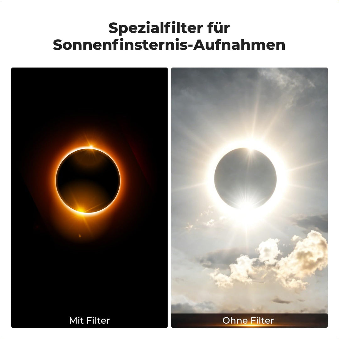 K&amp;F CONCEPT ND100000 Sonnenfinsternis Handyfilter 58mm mit Universalclip | ISO 12312-2 zertifiziert