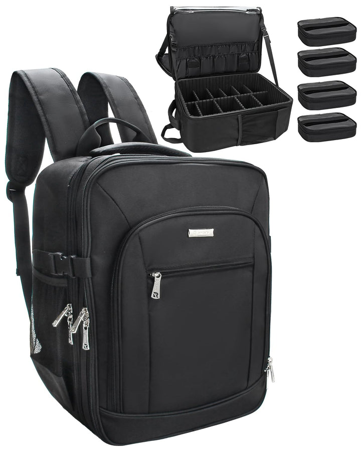 Kosmetikkoffer Rucksack Extra Grosser Beautycase Professionelle Reise Make-up Tasche für Frauen Schm
