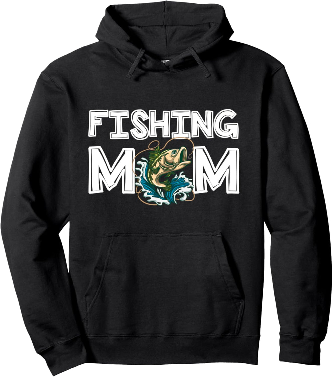 Damen Fishing Mom Mama Anglerin Muttertags Geschenk Angeln Pullover Hoodie