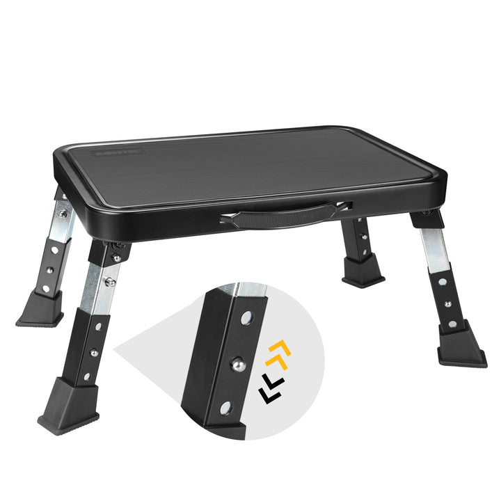 BONTEC 3-stufig höhenverstellbarer klappbarer Tritthocker mit rutschfester Plattform und Gummifüssen