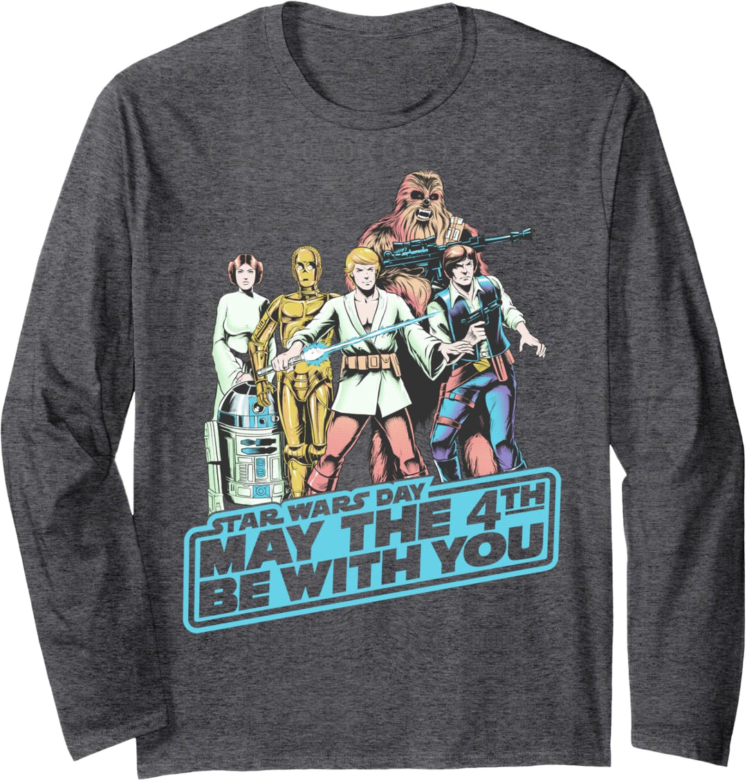 Star Wars May The 4th Group Retro Poster Langarmshirt