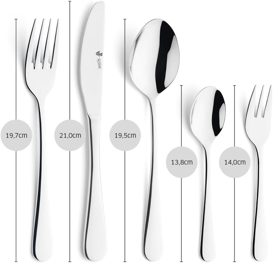 PW Paul Wirths Rhodos 82 Besteck Set für 12 Personen, Edelstahl rostfrei, poliert & spülmaschinenfes