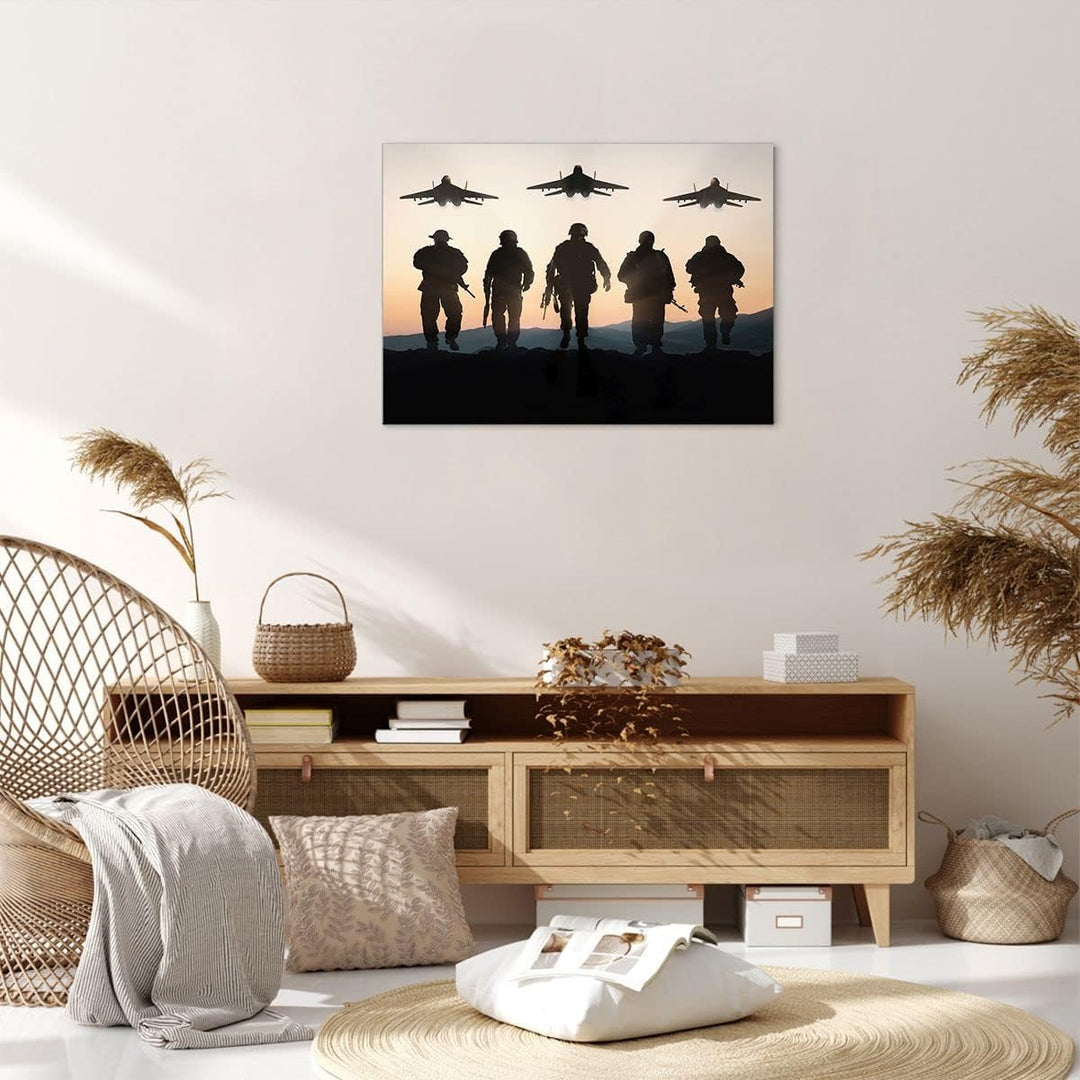 Bilder auf Leinwand Armee Militaria Leinwandbild mit Rahmen 70x50cm Wandbilder Dekoration Wohnzimmer