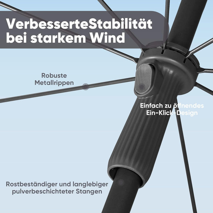 Sekey 160 cm Sonnenschirm Balkon mit Bodenhülse & Schutzhülle, Neigungs und Höhenverstellung, Sonnen