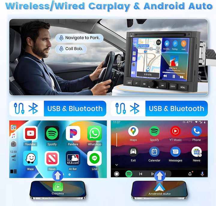 Hikity 2G 64G Autoradio Android 13 Für Peugeot 3008 5008 Partner Citroen Berlingo 2010-2016 mit Wire