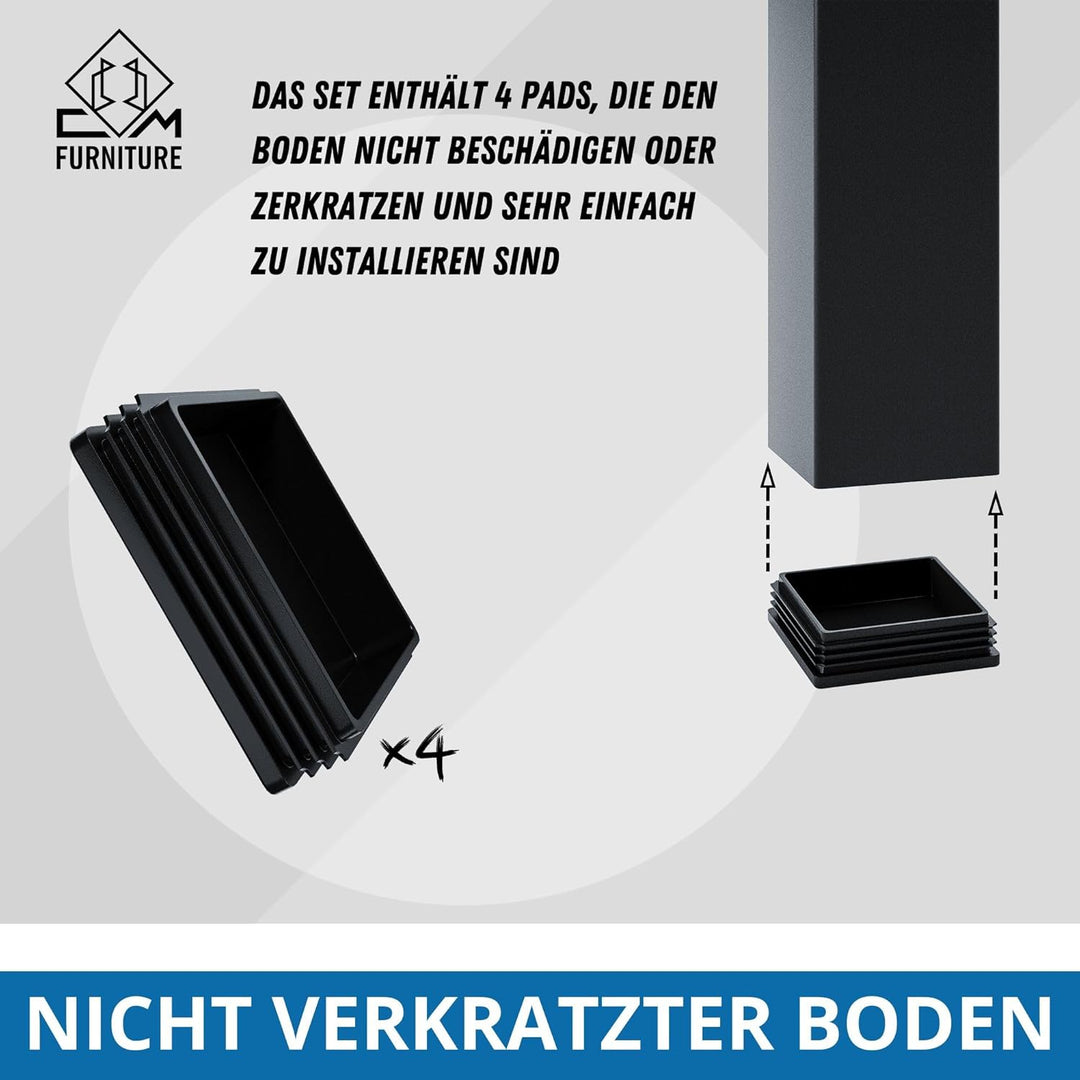 CM Furniture - Tischgestell Metall Stahl Modern | Tischbeine Schwarz - Tischkufen 4 Stück H72cm - 8x