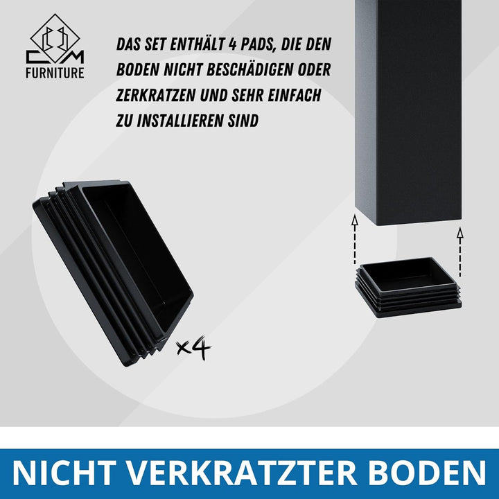 CM Furniture - Tischgestell Metall Stahl Modern | Tischbeine Schwarz - Tischkufen 4 Stück H72cm - 8x