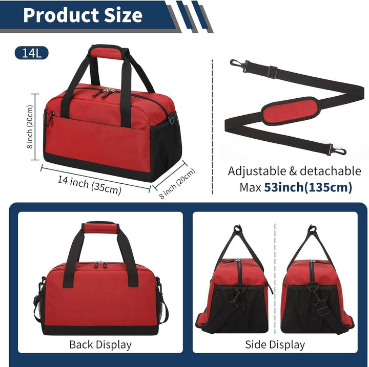Kleine Sporttasche mit Nassfach - 35×20×20cm Handgepäck, Mini Duffle Bag mit Mehreren Fächern für Sp