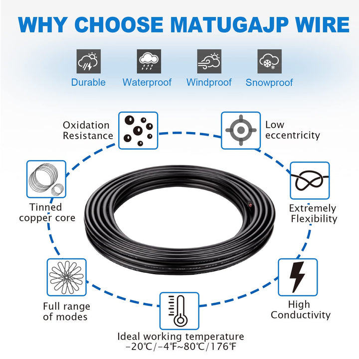 16awg 2×1,3mm² 10meter Elektrischer Kabel 2 adrig Verlängerungskabel UL2464 5V/12V/24V/300V Sauersto