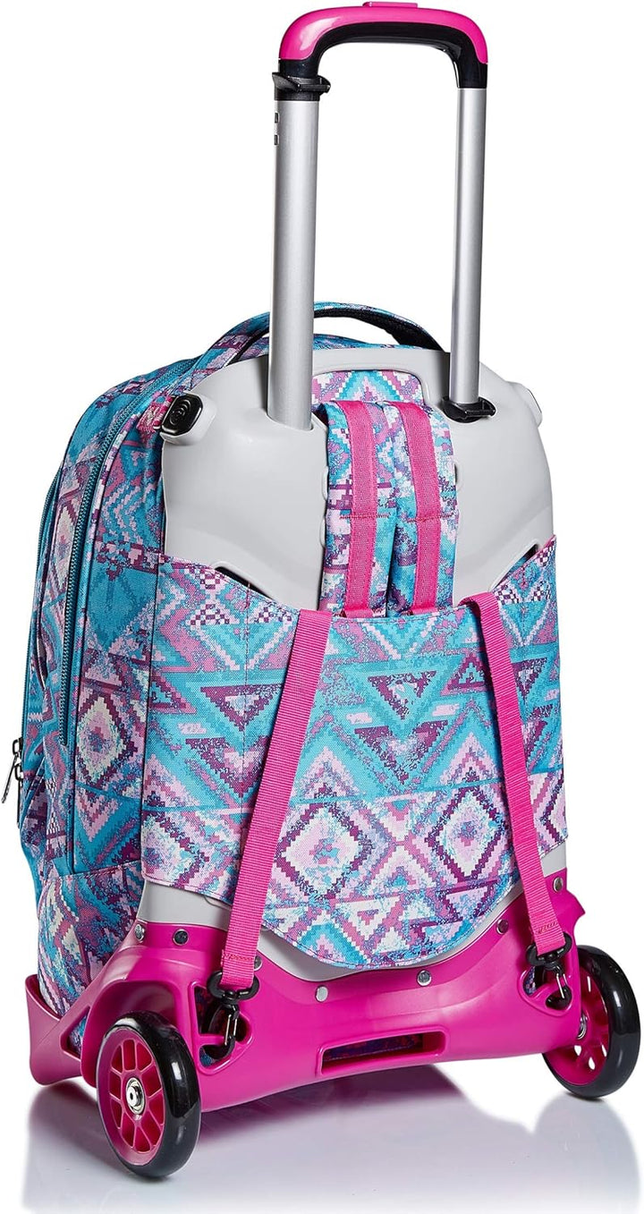 Seven Trolley, Rucksack mit Trolleyfunktion, Schulranzen mit Rollen, 3 in 1, Abnehmbarer Rucksack, a