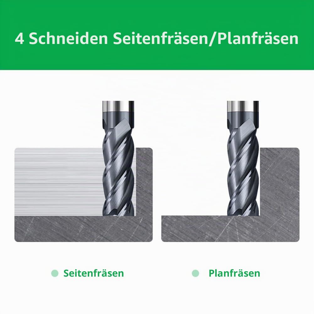5 Stücke Hartmetall Schaftfräser 3mm, 4 Zähne/4 Schneiden CNC Fräser, HRC 55, AlTiN Schwarz Beschich