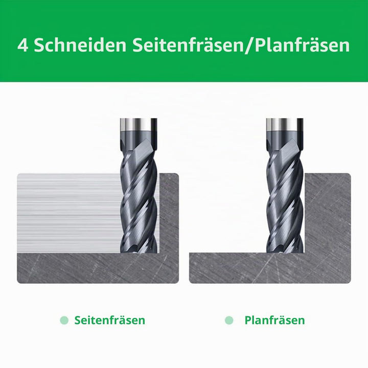 5 Stücke Hartmetall Schaftfräser 3mm, 4 Zähne/4 Schneiden CNC Fräser, HRC 55, AlTiN Schwarz Beschich