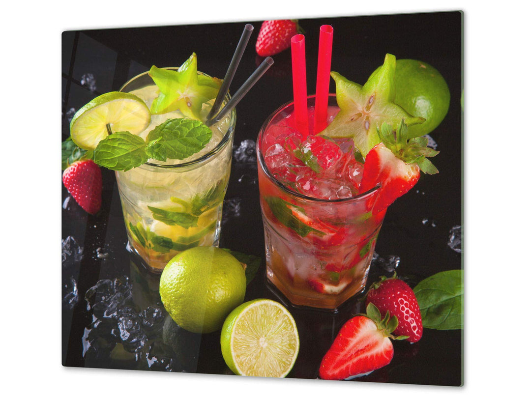 Küchenbrett aus Hartglas und Induktionskochplattenabdeckung – Schneideplatten SINGLE mit 60 x 52 cm