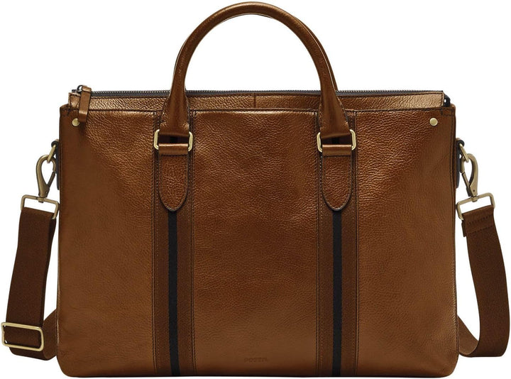 Fossil Herren Arbeitstasche Houston Leder 41,28 cm L x 9,53 cm B x 29,21 cm H Hell Braun, Hell Braun