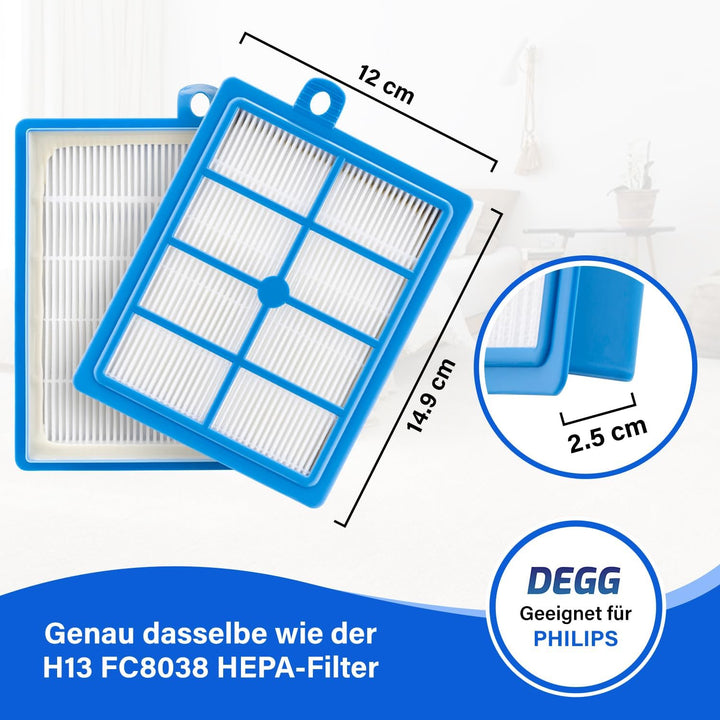 DEGG® HEPA H13 Filter, Kompatibel mit Philips, AEG und Electrolux, 2 Stück Hepa-h13-filter 2 Stück,