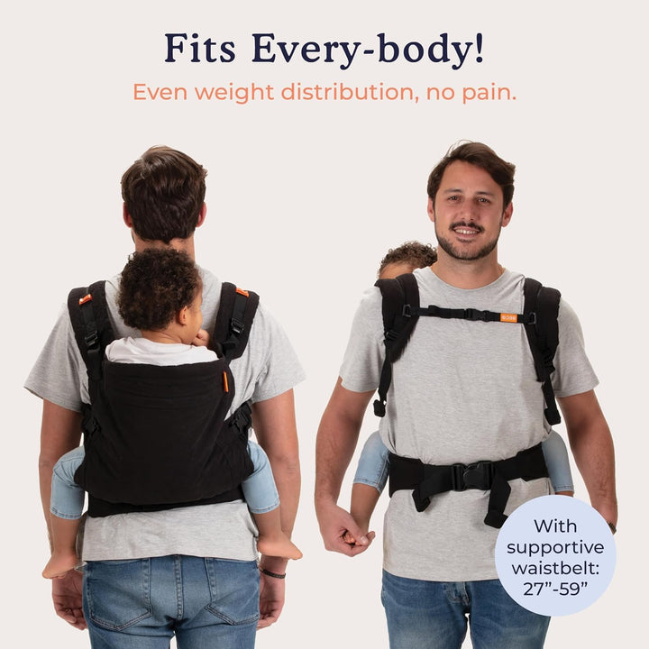 Beco Toddler Babytrage mit extra breitem Sitz - Kindertragerucksack aus 100% Baumwolle, 2 Trageposit