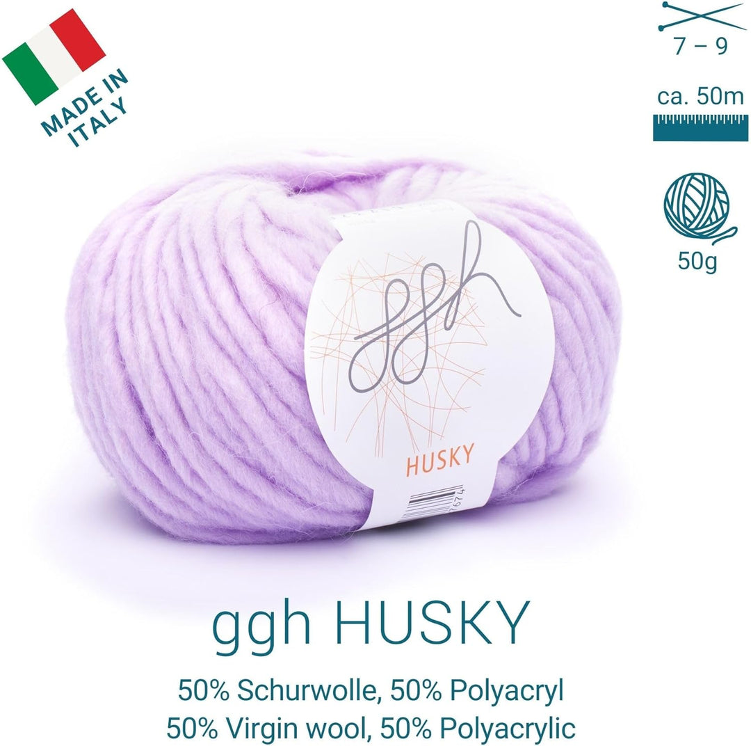 ggh Husky Box - 6 Knäuel - dicke Wolle aus Schurwolle - gegeignet zum Stricken oder Häkeln - Farbe 0