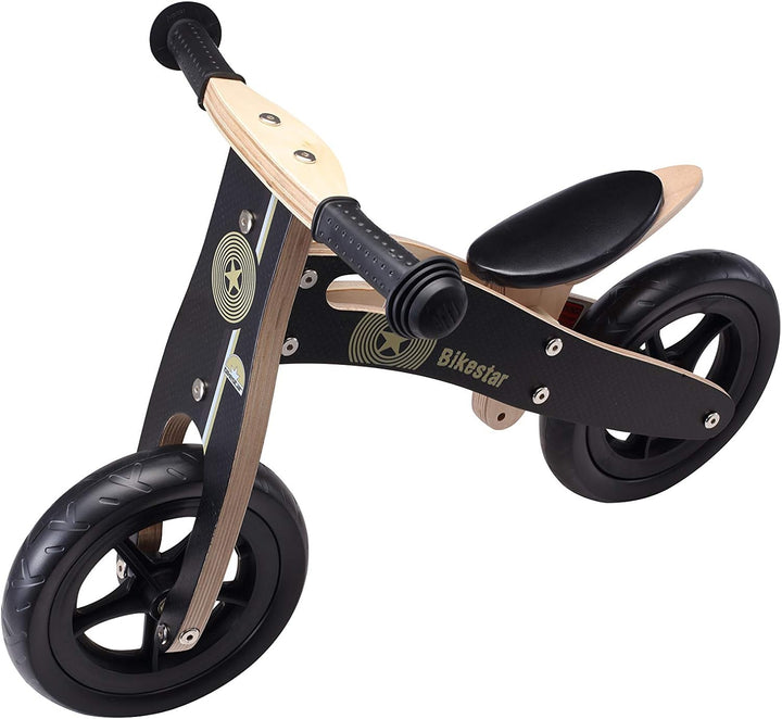 BIKESTAR Lauflern Rad für Jungen und Mädchen ab 2-3 Jahre | 10 Zoll Kinder Laufrad Holz | Schwarz |