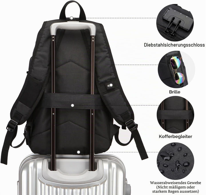 WENIG Laptop Rucksack Herren Anti-Diebstahl Laptoptasche 15.6 Zoll für Arbeit mit USB Ladeanschluss