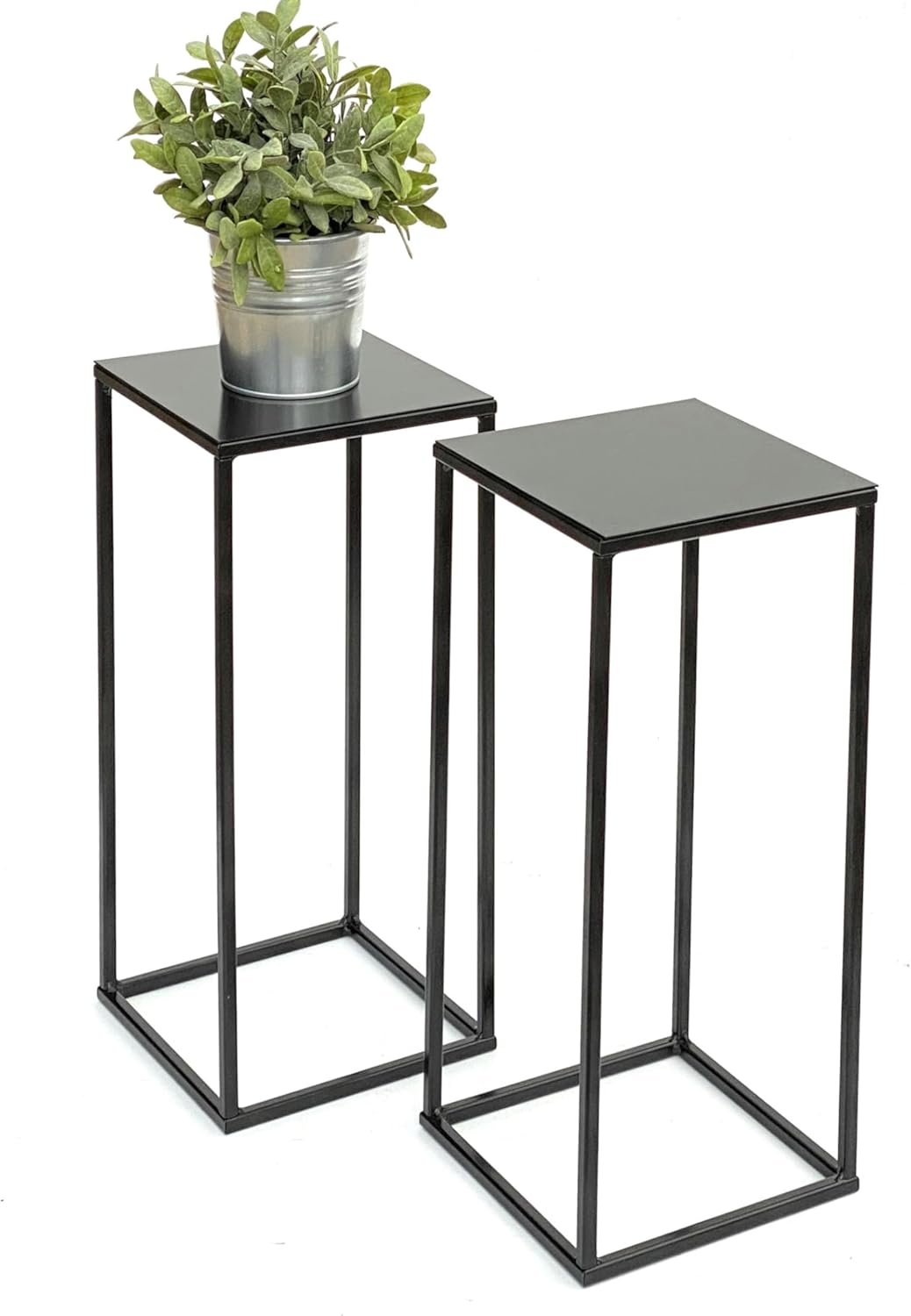 DanDiBo 2x Blumenhocker Metall Schwarz Eckig 62,5 cm Blumenständer Beistelltisch 434 Blumensäule Mod