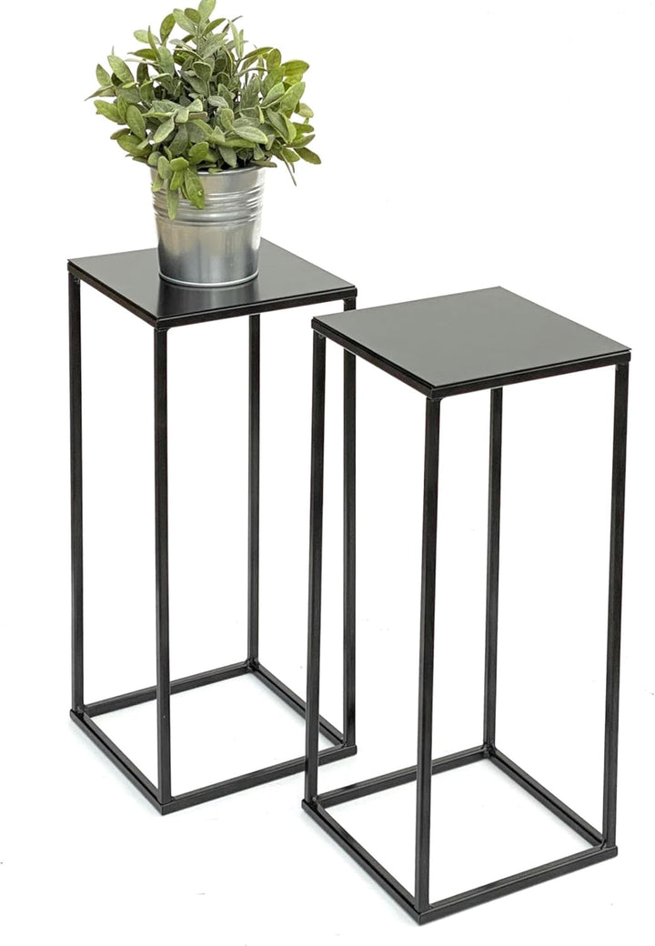DanDiBo 2x Blumenhocker Metall Schwarz Eckig 62,5 cm Blumenständer Beistelltisch 434 Blumensäule Mod