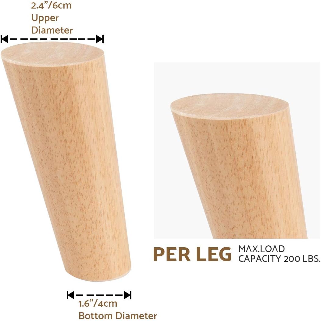 30cm Holz Möbelfüsse, Btowin 4 Stück Massivholz Tischbeine Möbelbeine DIY Ersatz mit Montageplatten