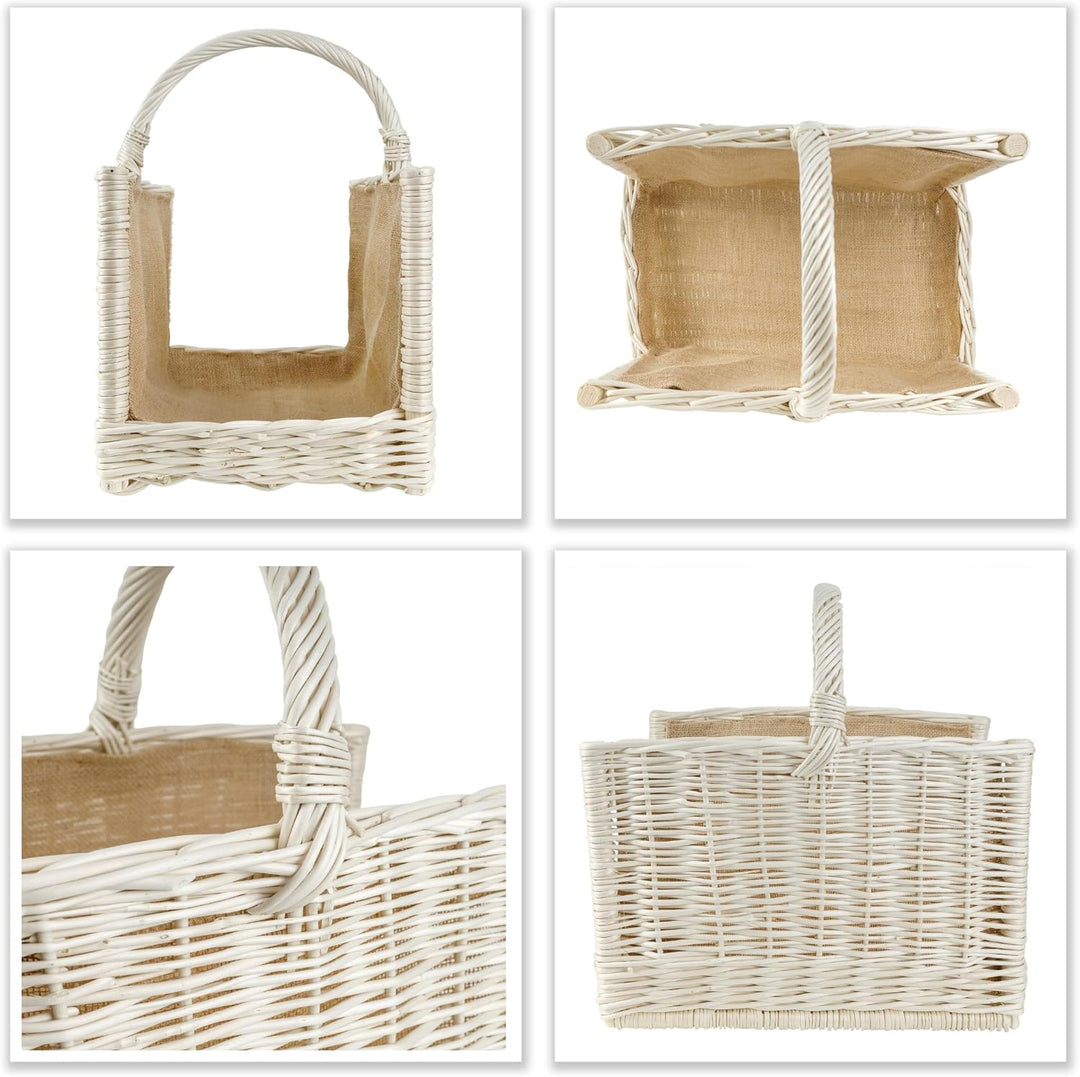 Creative Home Gross Kaminkorb Weiss Holzkorb Kaminholzkorb Rattan | 45 x 30 x 47 cm | Aufbewahrung R
