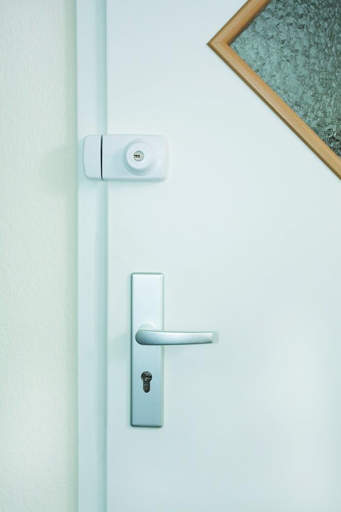 ABUS Tür-Zusatzschloss 7025 mit beidseitigem Zylinder, weiss, 53273 Metall EK Weiss, Metall EK Weiss