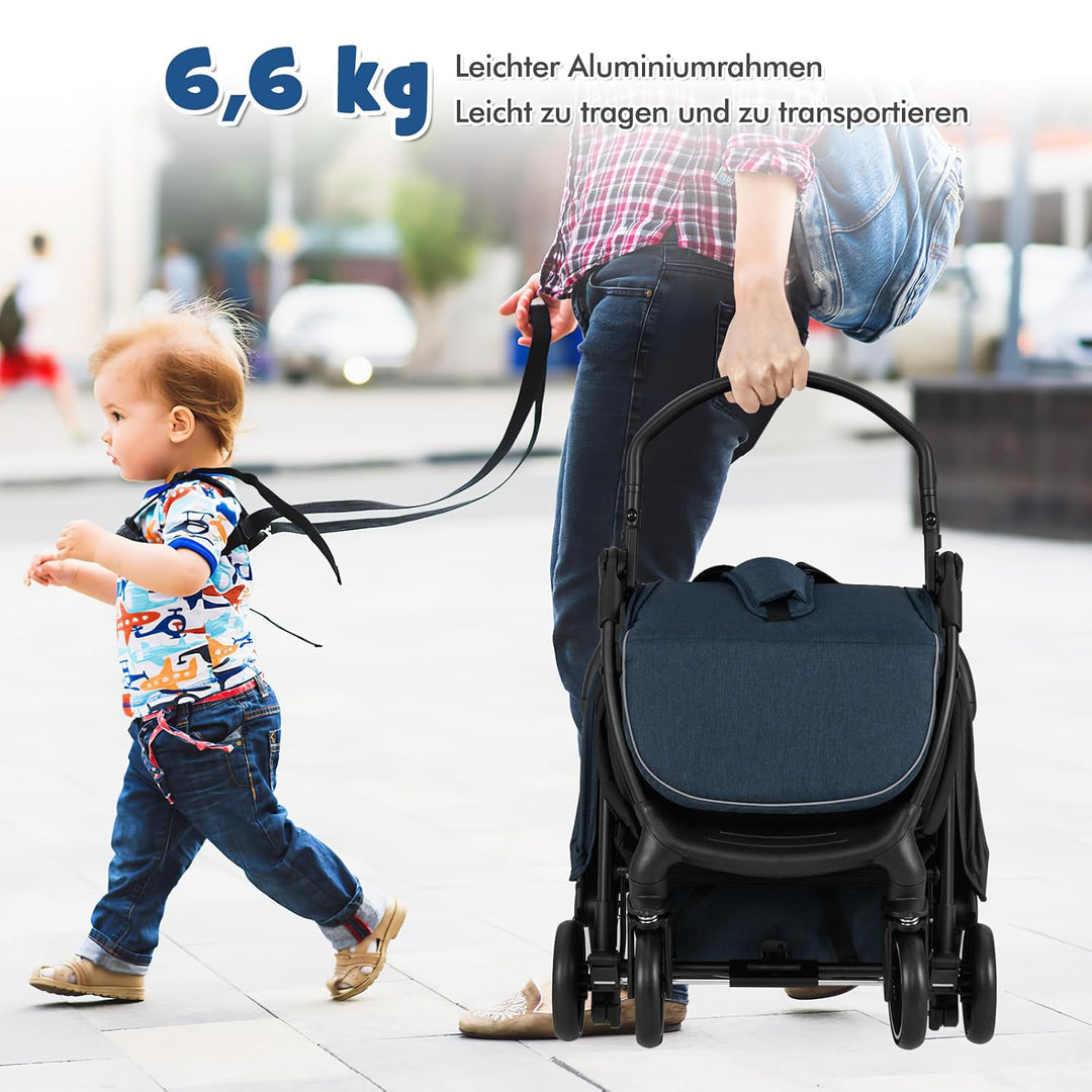 DREAMADE Kinderwagen faltbar, Reisebuggy für Kinder 0-3 Jahren, Buggy mit verstellbarem Sonnendach,