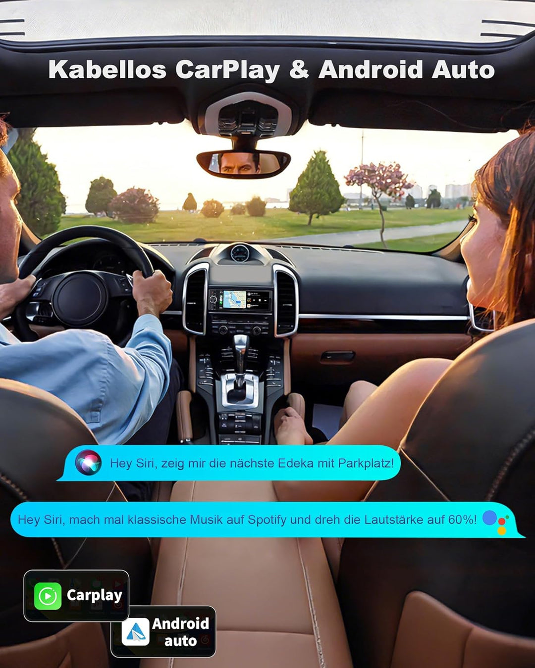 6,36 Zoll 1 DIN Autoradio mit Drahtlosem CarPlay & Android Auto, DAB+, Type-C Schnellladung (QC3.0/P