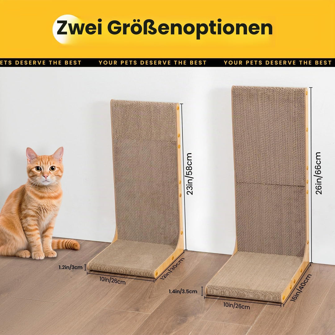 Conlun Kratzbrett für Katzen,66 cm L-förmige Wandmontage, vertikale Kratzfläche, strapazierfähige Pa