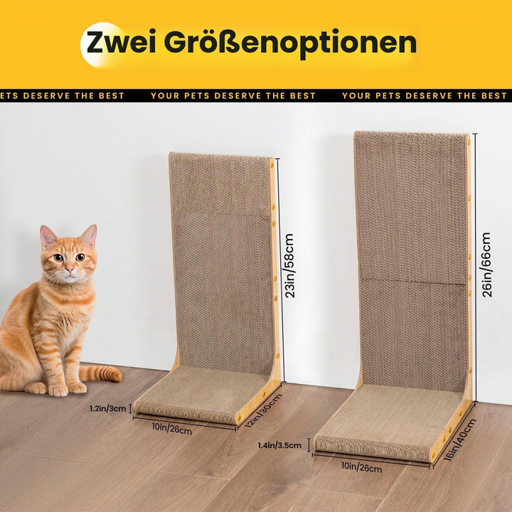 Conlun Kratzbrett für Katzen,66 cm L-förmige Wandmontage, vertikale Kratzfläche, strapazierfähige Pa