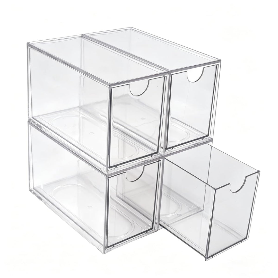 4pcs Kosmetik Organizer Schubladen, Acryl schubladen organizer bad Stapelbar 2, 2