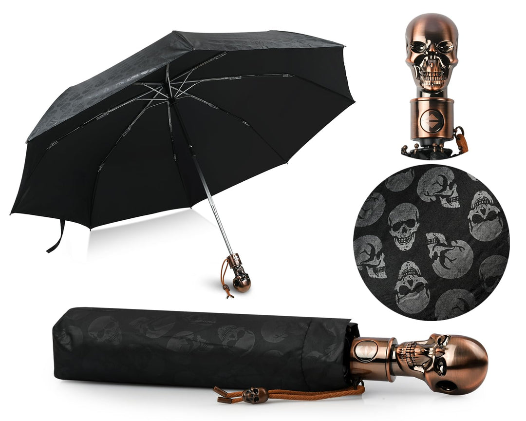 DS. DISTINCTIVE STYLE UV Regenschirm Totenkopf Sonnenschirm Faltschirm Automatisches Öffnen und Schl