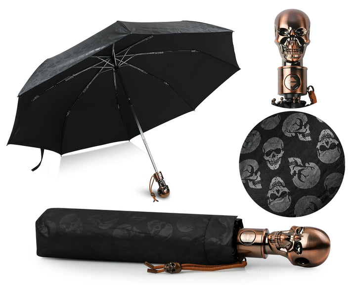 DS. DISTINCTIVE STYLE UV Regenschirm Totenkopf Sonnenschirm Faltschirm Automatisches Öffnen und Schl