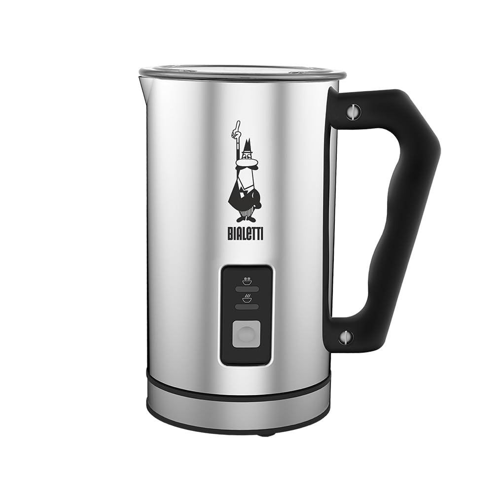 Bialetti 0004430 Montalatte Elettrico, Fassungsvermögen 240 ml, 500 W, 1 Tasse Rostfreier Stahl, Sil