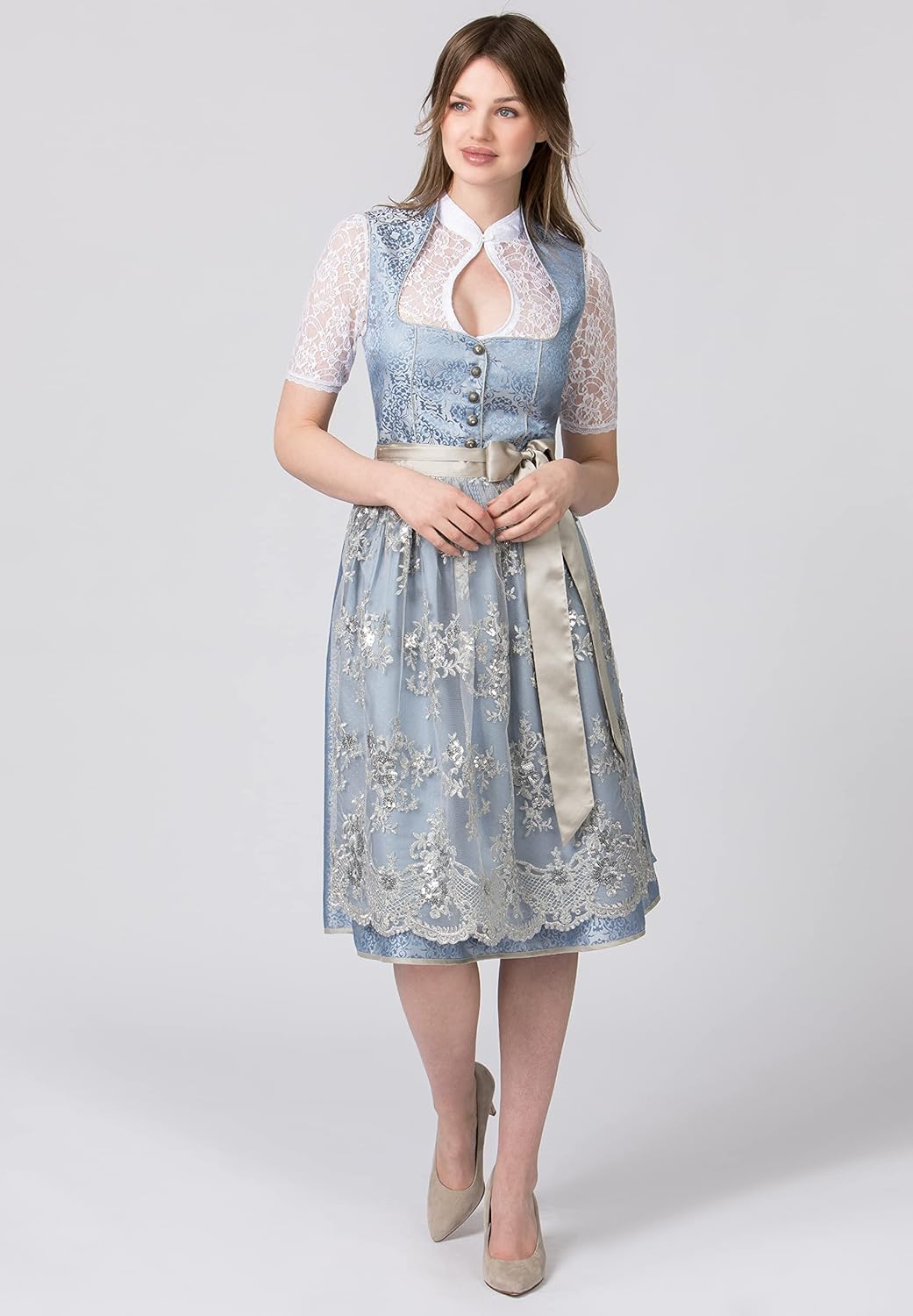 Stockerpoint Damen Dirndl Odina Kleid für besondere Anlässe 36 Rauchblau, 36 Rauchblau