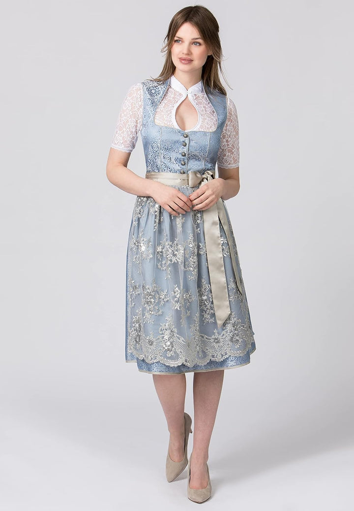Stockerpoint Damen Dirndl Odina Kleid für besondere Anlässe 36 Rauchblau, 36 Rauchblau