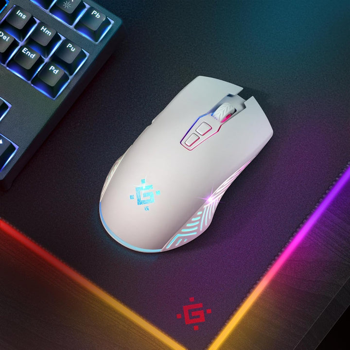 Defender® Pandora Kabellose Gaming Maus - Geräuschlose Klicks - 5 programmierbare Tasten - RGB-Beleu
