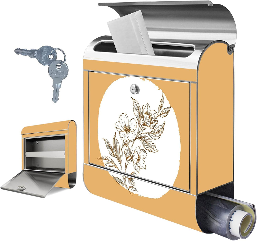 banjado Briefkasten Edelstahl 38x43x12cm & 2 Schlüssel - rostfreier Edelstahl Briefkasten mit Zeitun