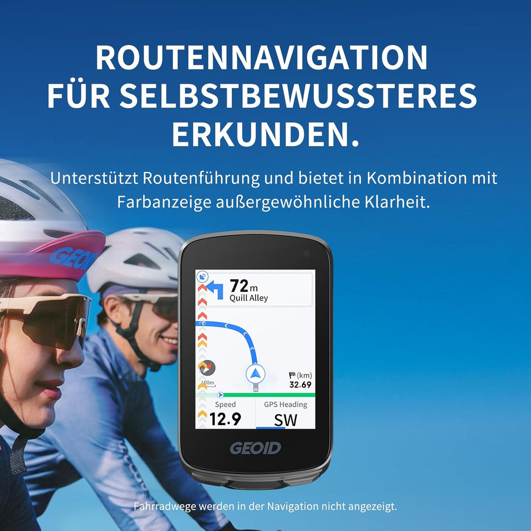 GEOID CC700 GPS Fahrradcomputer kabellos mit 2,8 Zoll Farbbildschirm – Fahrradtacho mit Route-Naviga