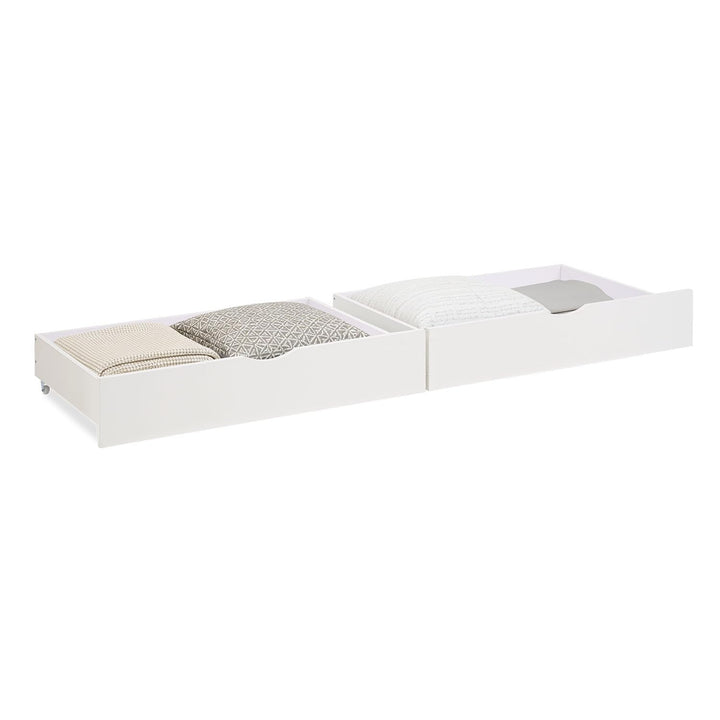 Homestyle4u 2er Set Bettkästen mit Rollen Weiss - Kiefer Bettschubladen | Stabiler Unterbettkasten a