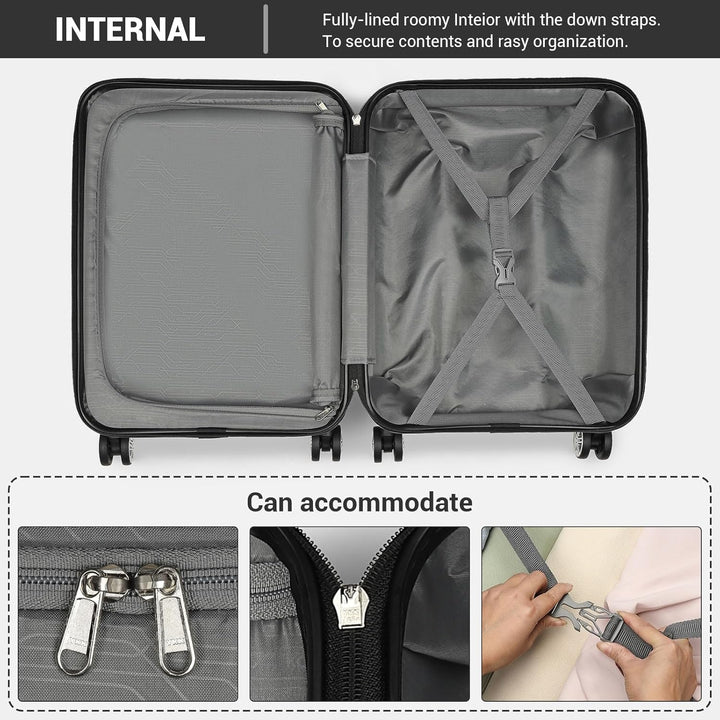 KONO Handgepäck Koffer ABS+PC Hartschalenkoffer, Kabinenkoffer 52x38x21 cm für Lufthansa & Eurowings