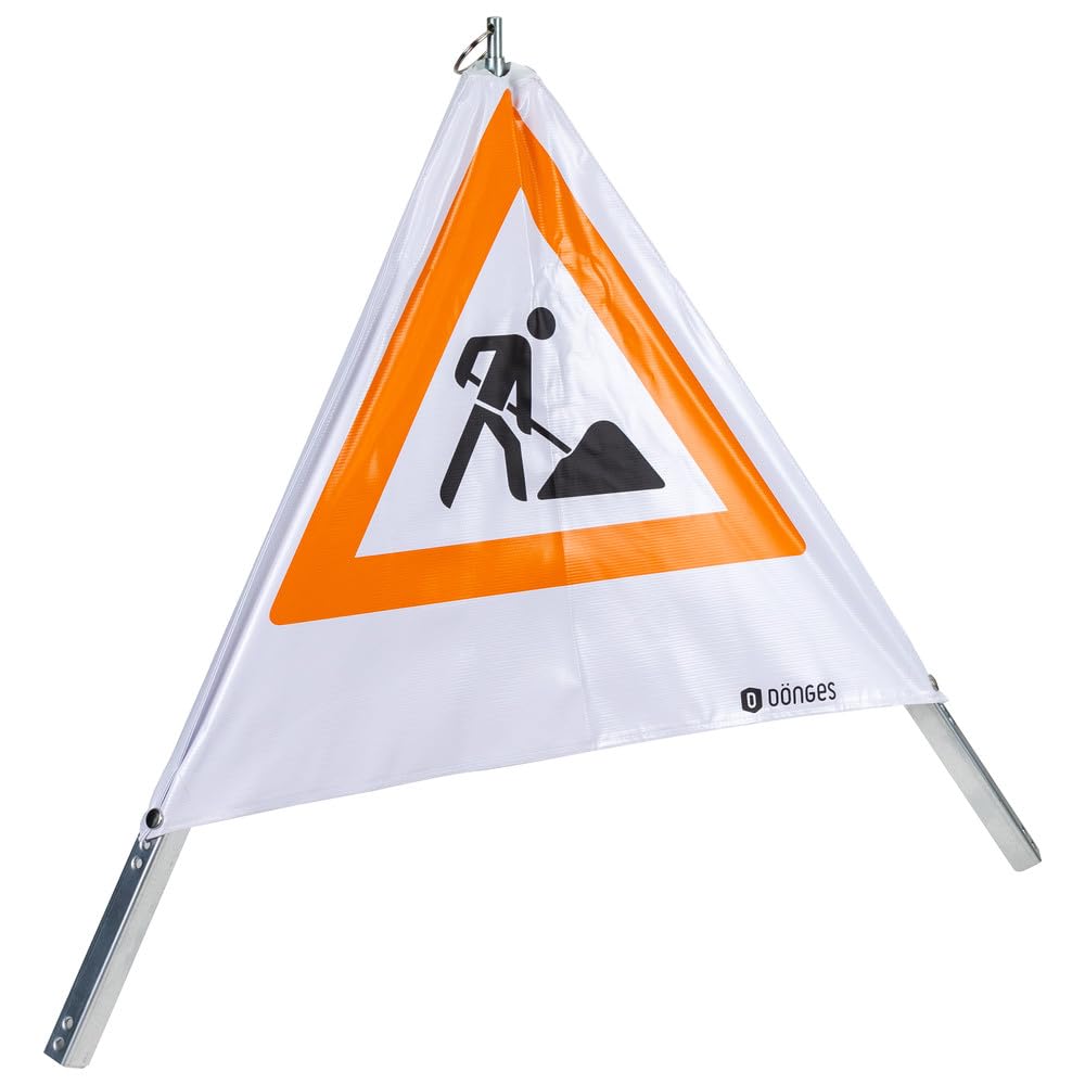 Dönges Faltsignal Warnpyramide Warndreieck Baustellenschild 70 cm Tagesleuchtfarbe 3x Symbol Baustel