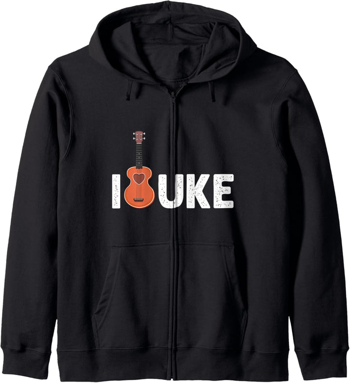 Ich Liebe Uke Musik Musikinstrument Akustik Gitarrist Kapuzenjacke