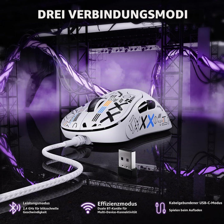LexonElec HXSJ T700 Ultra-Light Wireless Gaming Mouse, Ergonomischer Formfaktor für Rechtshänder, BT