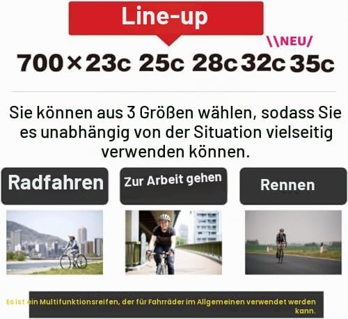 GORIX Rennradreifen 700×23C 25C 28C 32c 35c Fahrrad (Gtoair) 700×25c Black×Red(1 Tire), 700×25c Blac