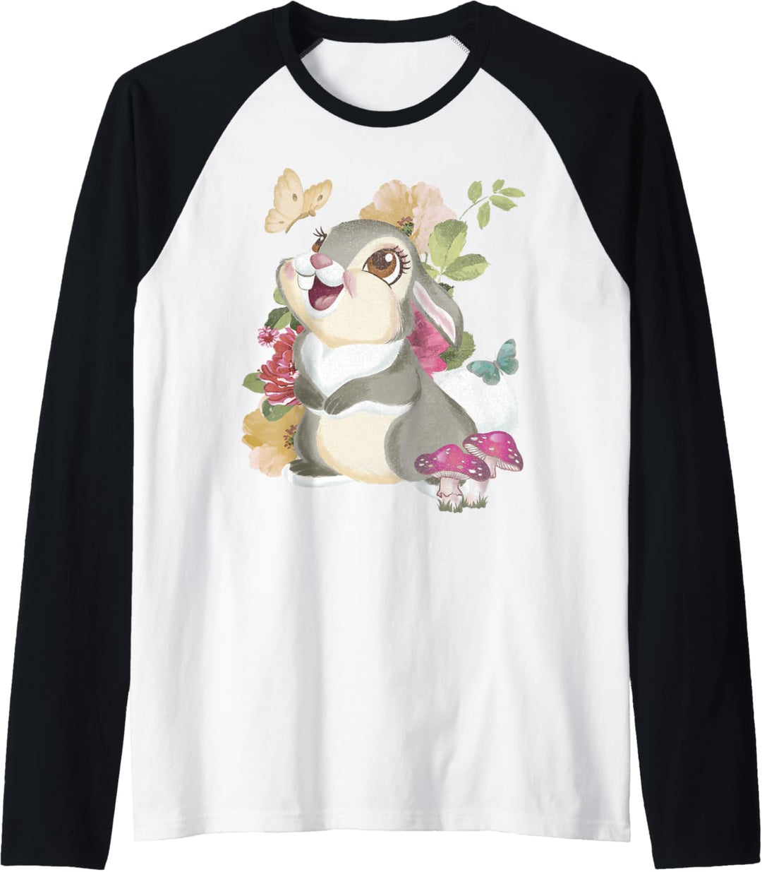 Disney Bambi Thumper Vintage Floral Portrait Raglan